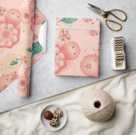 Elegant Floral Ornament Spring Peach Garden Cadeaupapier