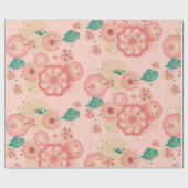 Elegant Floral Ornament Spring Peach Garden Cadeaupapier (Vlak)