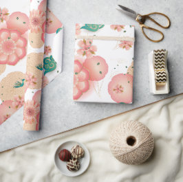 Elegant Floral Ornament Spring Peach Garden Cadeaupapier