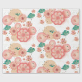 Elegant Floral Ornament Spring Peach Garden Cadeaupapier (Vlak)