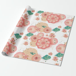 Elegant Floral Ornament Spring Peach Garden Cadeaupapier