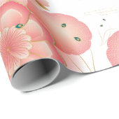 Elegant Floral Ornament Spring Peach Garden Cadeaupapier (Rol Hoek)