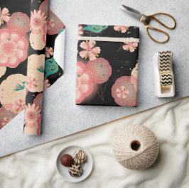 Elegant Floral Ornament Spring Peach Garden Cadeaupapier