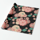 Elegant Floral Ornament Spring Peach Garden Cadeaupapier (Uitgerold)