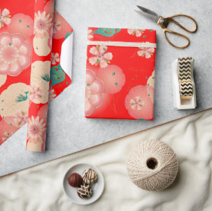 Elegant Floral Ornament Spring Peach Garden Cadeaupapier