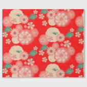 Elegant Floral Ornament Spring Peach Garden Cadeaupapier (Vlak)