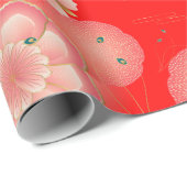 Elegant Floral Ornament Spring Peach Garden Cadeaupapier (Rol Hoek)