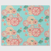 Elegant Floral Ornament Spring Peach Garden Cadeaupapier (Vlak)