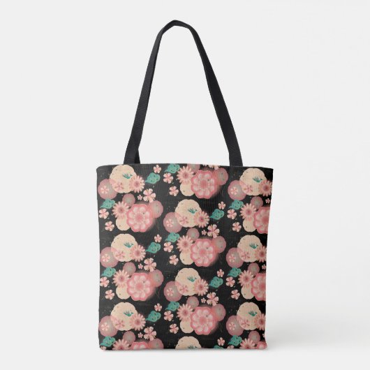 Elegant Floral Ornament, Spring Peach Garden Tote Bag (Achterkant)
