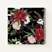Elegant  Floral over zwart-gepersonaliseerd Notitieboek (Achterkant)