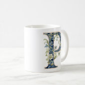 Elegant Floral P Monogram Mug Koffiemok (Voorkant rechts)