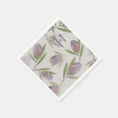 Elegant Floral Paars Beige Wedding Servet (Hoek)