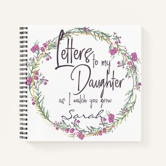 Elegant Floral paars-chic Letters naar Dochter Notitieboek (Voorkant)