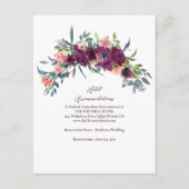 Elegant Floral | Paars Garland Wedding Detail Informatiekaartje (Voorkant)