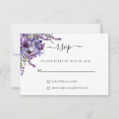 Elegant Floral Paars Lavender Peonies Wedding RSVP Kaartje (Voorkant)