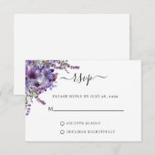 Elegant Floral Paars Lavender Peonies Wedding RSVP Kaartje (Voorkant / Achterkant)
