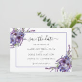 Elegant Floral Paars Lavender Peonies Wedding Save The Date (Staand voorkant)