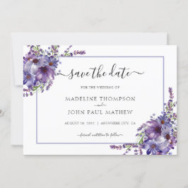 Elegant Floral Paars Lavender Peonies Wedding Save The Date