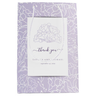 Elegant Floral Paars Minimalist Weddenschap Hartel Medium Cadeauzakje