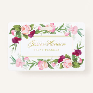 Elegant Floral Paars Pink Sweet Pea Vintage Badge