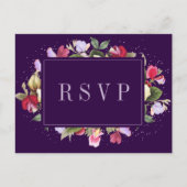 Elegant Floral Paars roze Lila bruiloft RSVP Briefkaart (Voorkant)