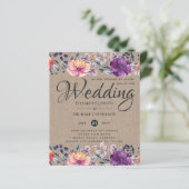 Elegant Floral Paars Sinaasappel Wedding (Staand voorkant)