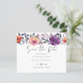 Elegant Floral Paars Sinaasappel Wedding (Staand voorkant)