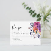 Elegant Floral Paars Sinaasappel Wedding Briefkaart (Staand voorkant)