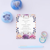 Elegant Floral Paars Sinaasappel Wedding Flyer (Enkel)