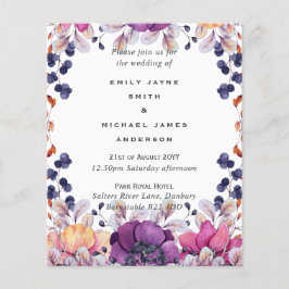 Elegant Floral Paars Sinaasappel Wedding Flyer