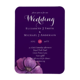 Elegant Floral Paars Sinaasappel Wedding Magneet