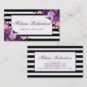 Elegant Floral Paars Ultra Violet Striped Visitekaartje (Voorkant / Achterkant)
