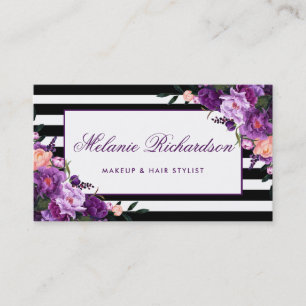 Elegant Floral Paars Ultra Violet Striped Visitekaartje