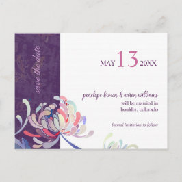 Elegant Floral Paars Wedding Save the Date Aankondigingskaart