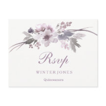 Elegant Floral Paars Winter Quinceanera RSVP