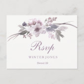 Elegant Floral Paars Winter Sweet 16 RSVP Uitnodiging Briefkaart (Voorkant)