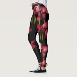 Elegant Floral Paarse Calla Lilies Leggings