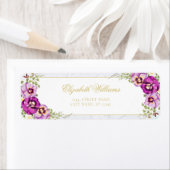 Elegant Floral  Paarse Chic Marble Pansies Etiket (Insitu)