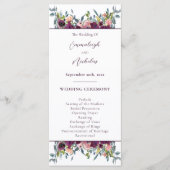 Elegant Floral | Paarse Garland Weddenschap Programmakaart (Voorkant)