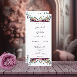 Elegant Floral | Paarse Garland Weddenschap Programmakaart