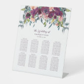 Elegant Floral | Paarse Garland Weddenschap Reclamebord Met Voetstuk (Voorkant)