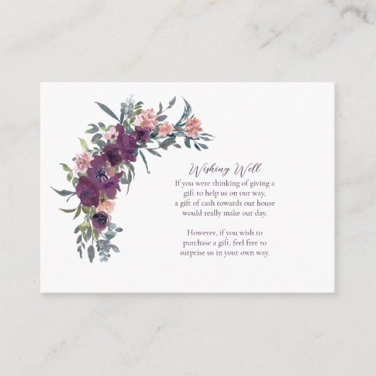 Elegant Floral | Paarse garland — Wishwell Informatiekaartje (Voorkant)