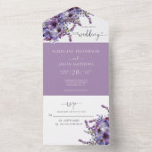 Elegant Floral Paarse Lavender Waterverf All In One Uitnodiging (Binnen)