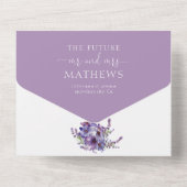 Elegant Floral Paarse Lavender Waterverf All In One Uitnodiging (Achterkant)