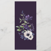 Elegant Floral Paarse Navy Waterverf Menu (Achterkant)