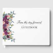 Elegant Floral | Paarse roze bruiloft Gastenboek (Voorkant)