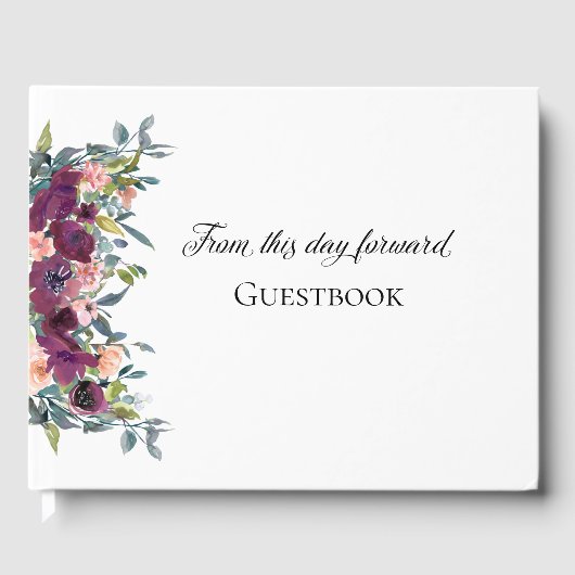 Elegant Floral | Paarse roze bruiloft Gastenboek (Voorkant)