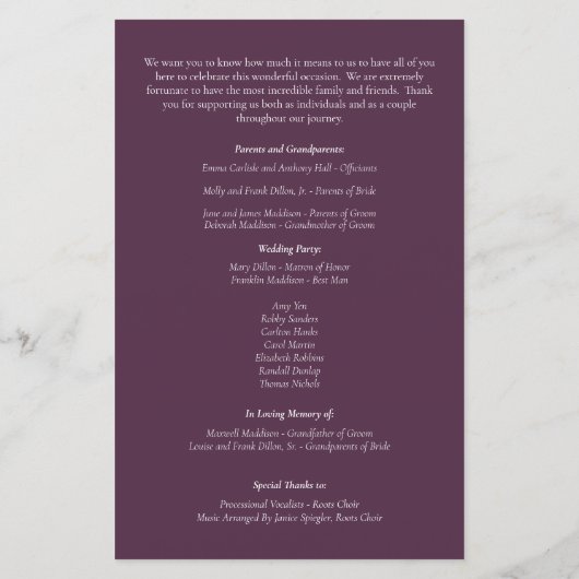 Elegant Floral | Paarse roze bruinbruidjes (Achterkant)