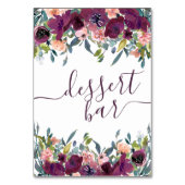 Elegant Floral | Paarse roze Garland Dessert Bar Kaart (Achterkant)