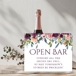 Elegant Floral | Paarse Roze Garland Open Bar Poster